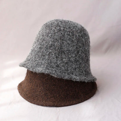 Vintage Wool Korean Winter Bucket Hat