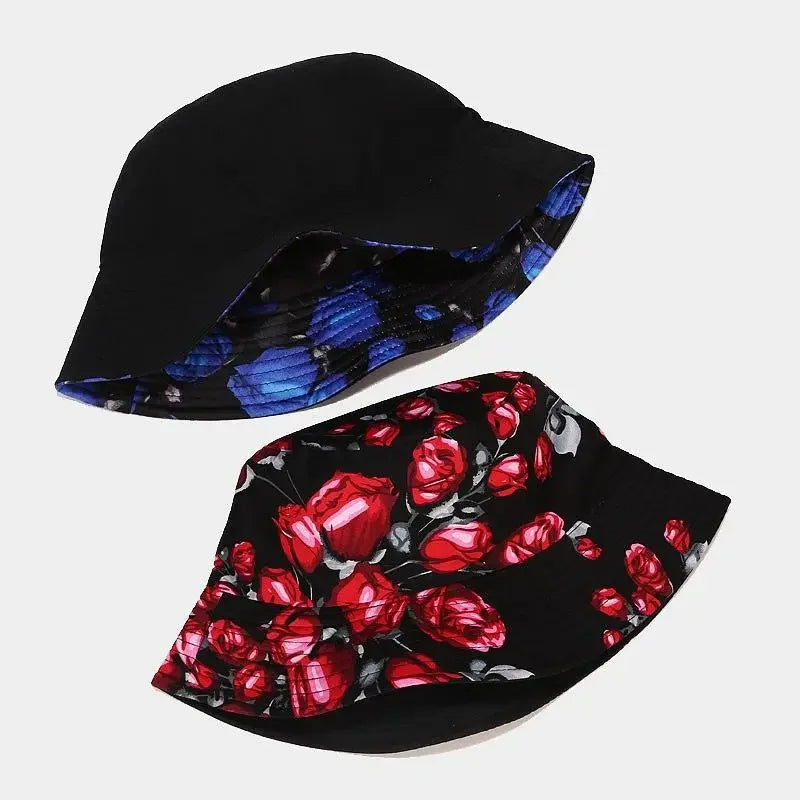 Roses Print Spring Cotton Bucket Hat