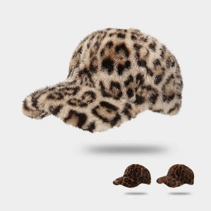 Leopard Print Plush Baseball Cap