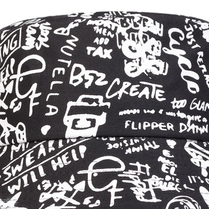 Unisex 88 Black White Graffiti Print Personality Bucket Hats
