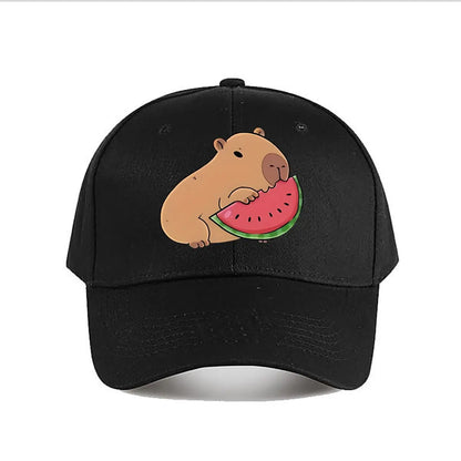 Capybara Eating Watermelon Vinyl Sticker Snapback Baseball Cap