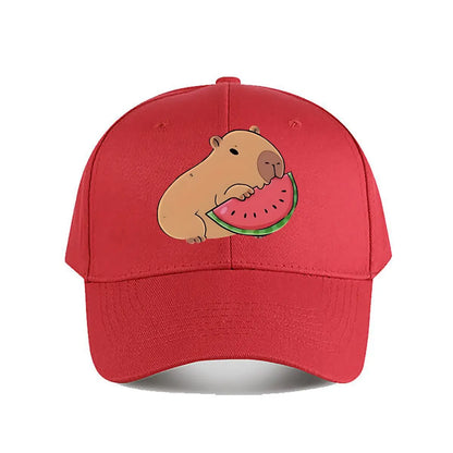Capybara Eating Watermelon Vinyl Sticker Snapback Baseball Cap