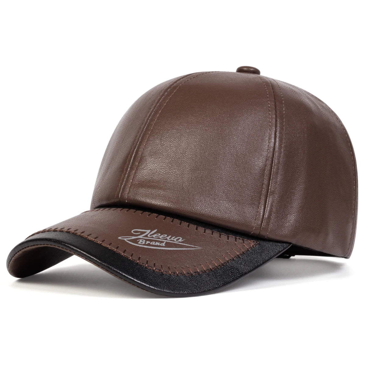 Brim Print Leather Adjustable Baseball Hat