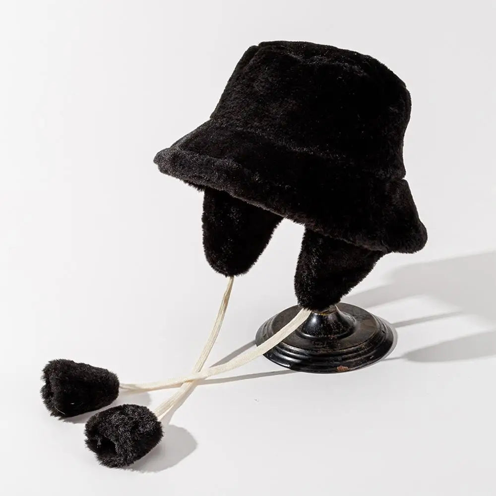 Unisex Faux Fur Bucket Hat with Ear Protection