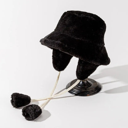 Unisex Faux Fur Bucket Hat with Ear Protection