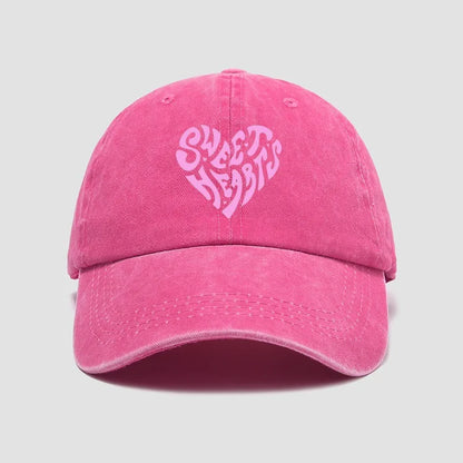 Pink Heart Letter Print Baseball Cap
