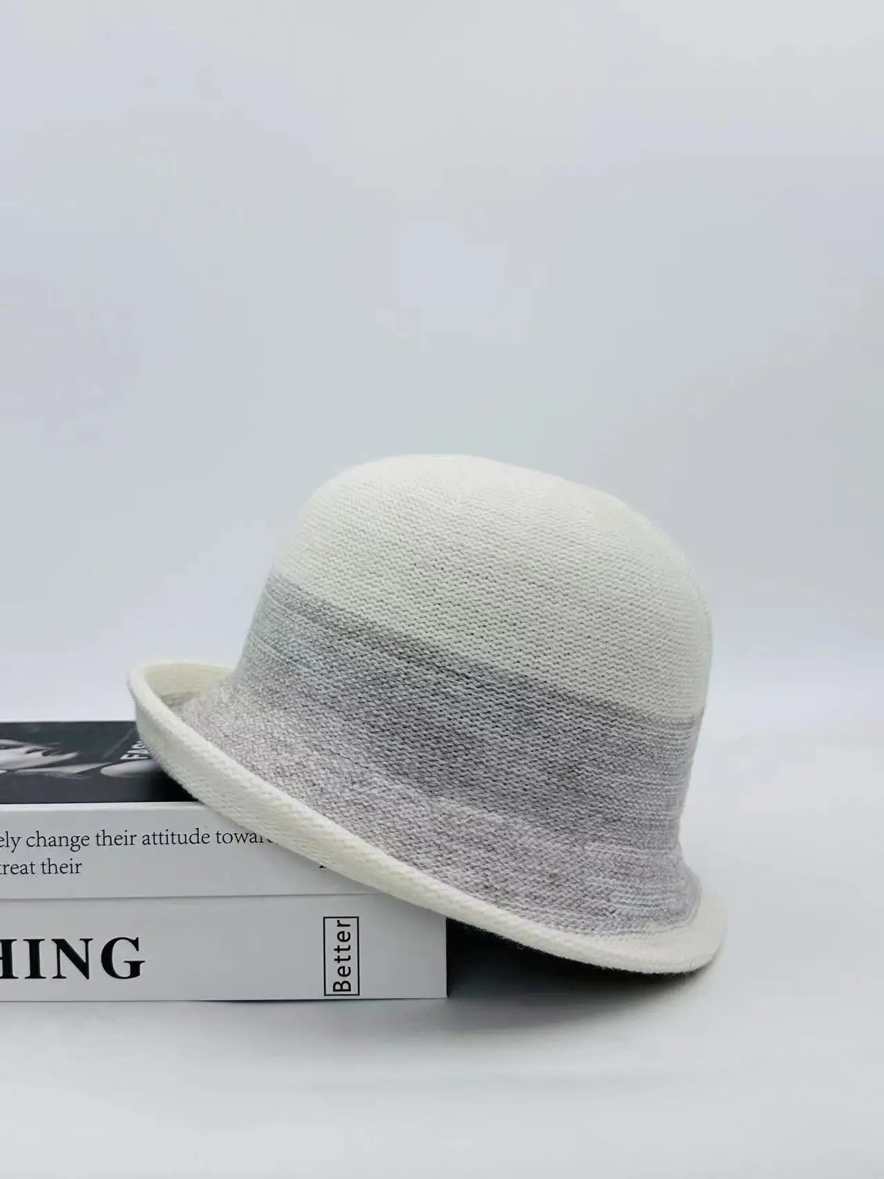 Elegant Curled Top Knitted Bucket Hat