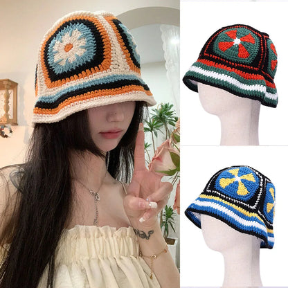 Handmade Korean Hollow Knitted Beach Bucket Hat