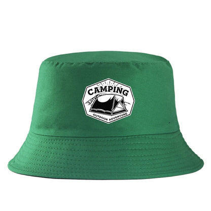 Camping Outdoor Adventure Print Reversible Hiking Bucket Hat