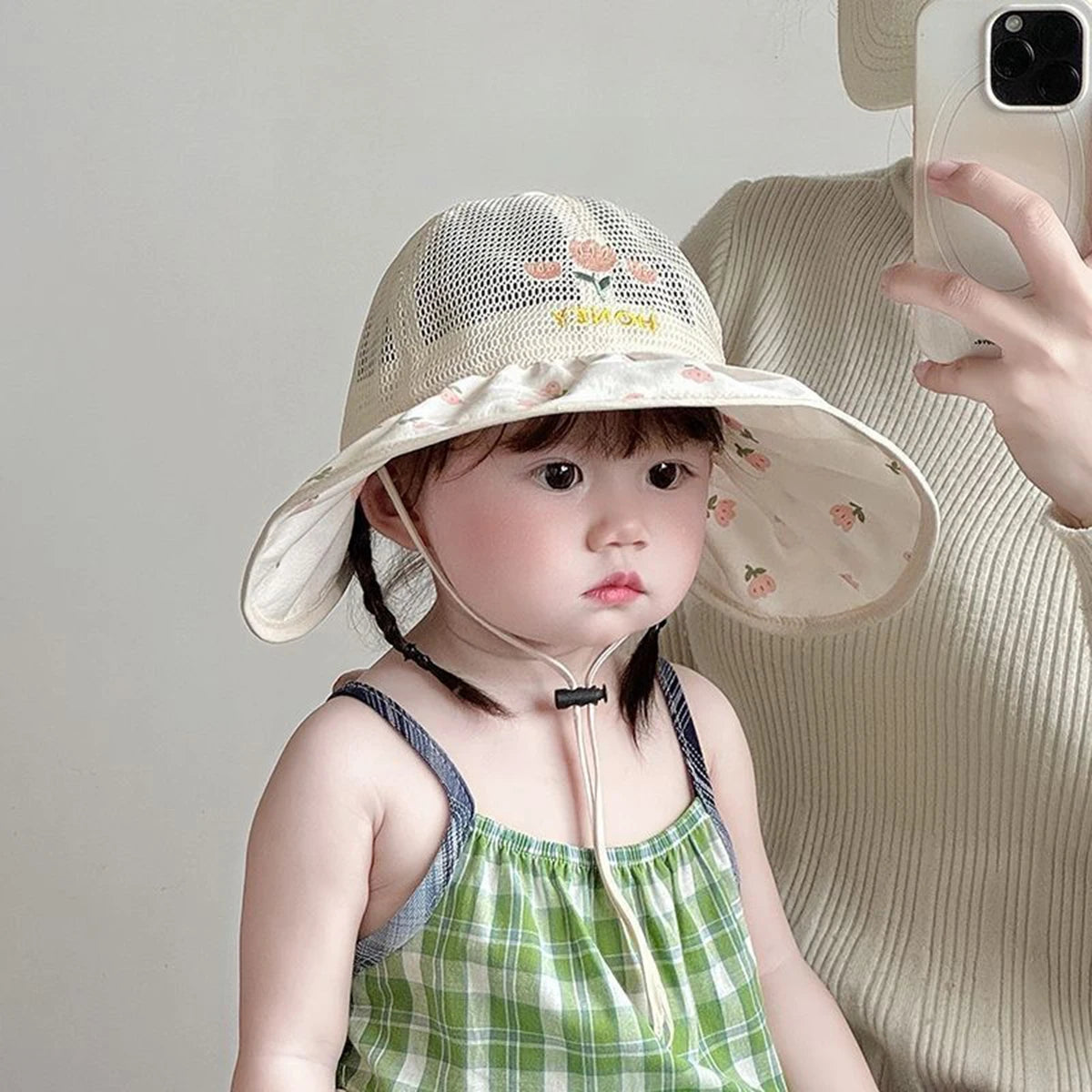 Floral Mesh Wide Brim Sun Hat