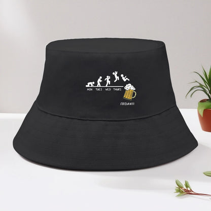 Friday With Beer Solid Color Foldable Bucket Hat