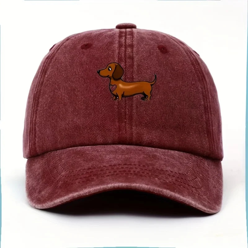 Cute Sausage Dog Printed Adjustable Baseball Cap