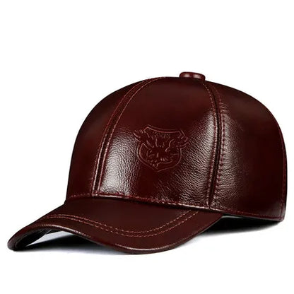 Genuine Leather Winter Baseball Cap
