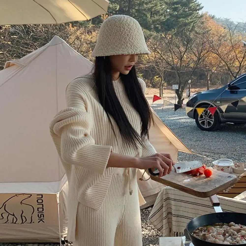 Korean Lamb Wool Winter Bucket Hat