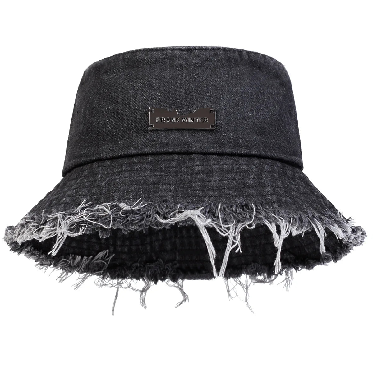 Korean Fringed Washed Denim Bucket Hat