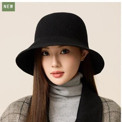 Classical Solid Wool Warm Autumn Winter Bucket Hat