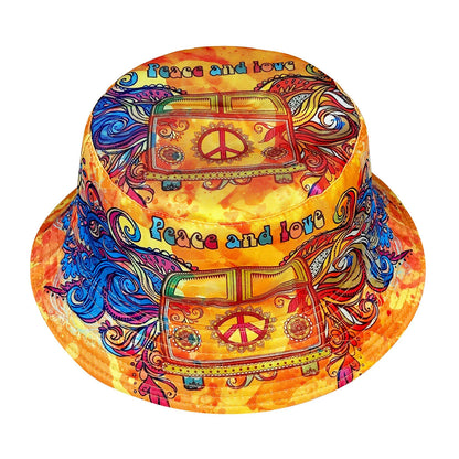 Peace and Love Reversible Colorful Bucket Hat