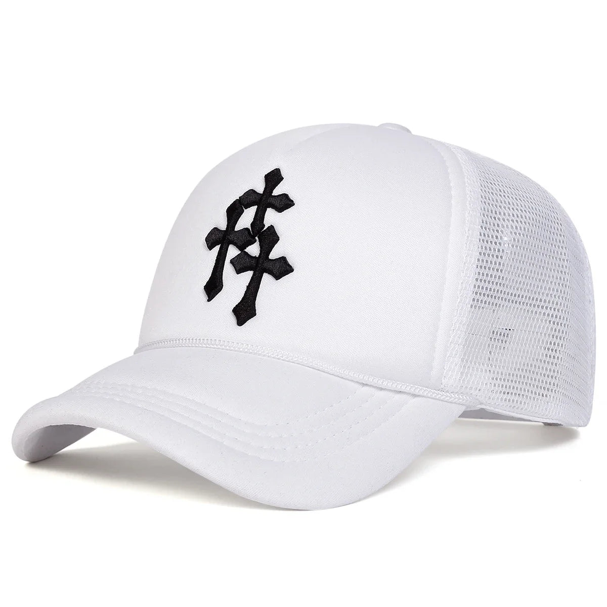 Unisex Cross Embroidery Baseball Net Caps