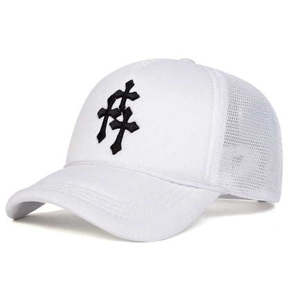 Unisex Cross Embroidery Baseball Net Caps