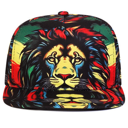 Unisex Colorful Lion Printed Flat Brim Baseball Cap