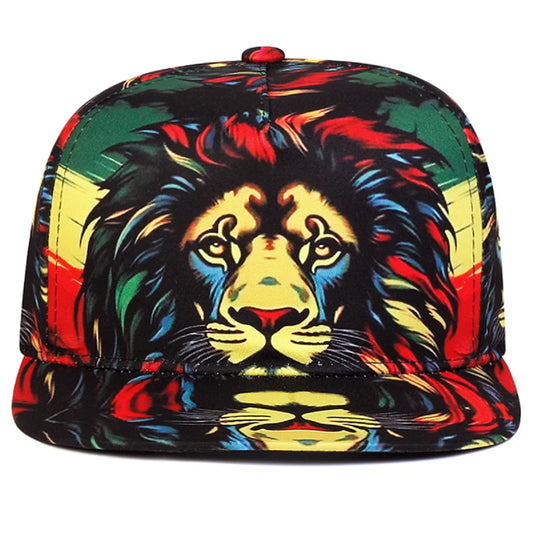 Unisex Colorful Lion Printed Flat Brim Baseball Cap