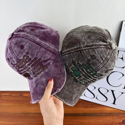 Korean Vintage Camouflage Letter Embroidered Snapback Baseball Hat