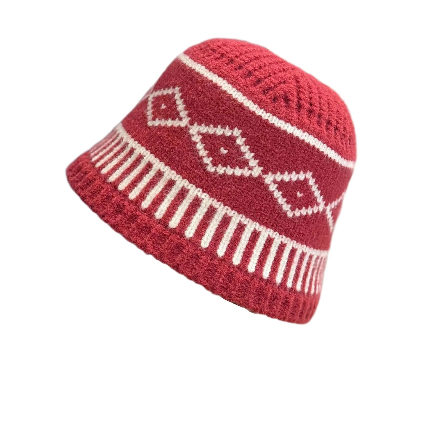 Rhombus Pattern Knitted Winter Hat