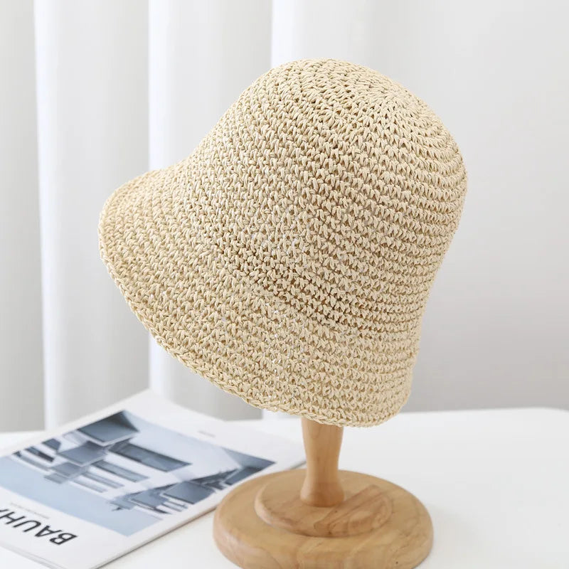 Handmade Crochet Straw Summer Bucket Hat