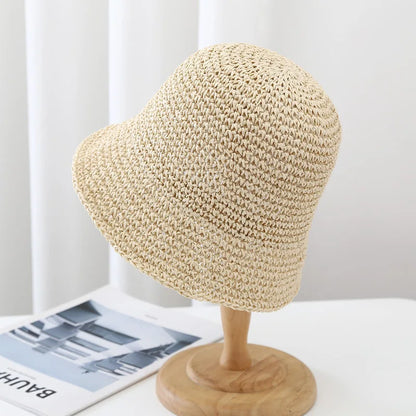 Handmade Crochet Straw Summer Bucket Hat