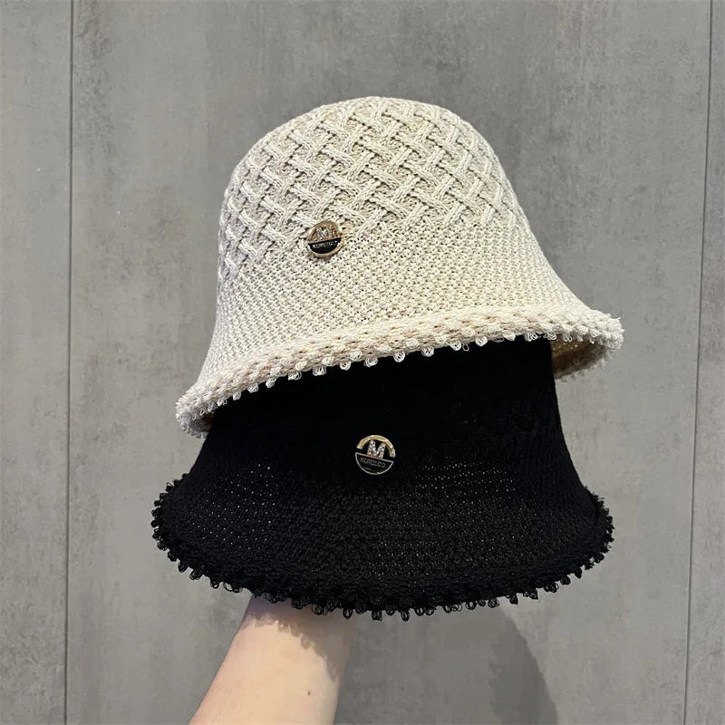 Japanese Minimalist Hollow Bucket Hat Women