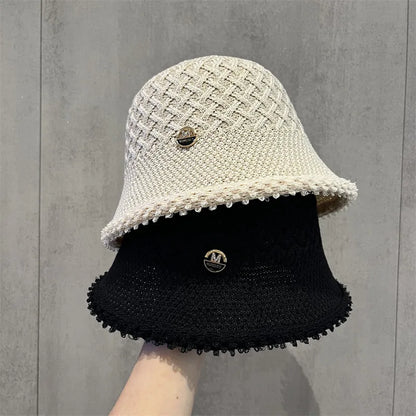 Japanese Minimalist Hollow Bucket Hat Women