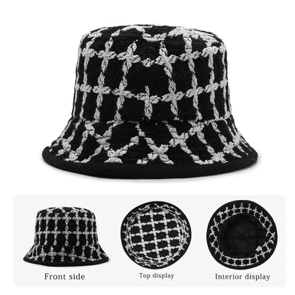 Plaid Knitted Winter Fisherman Hat