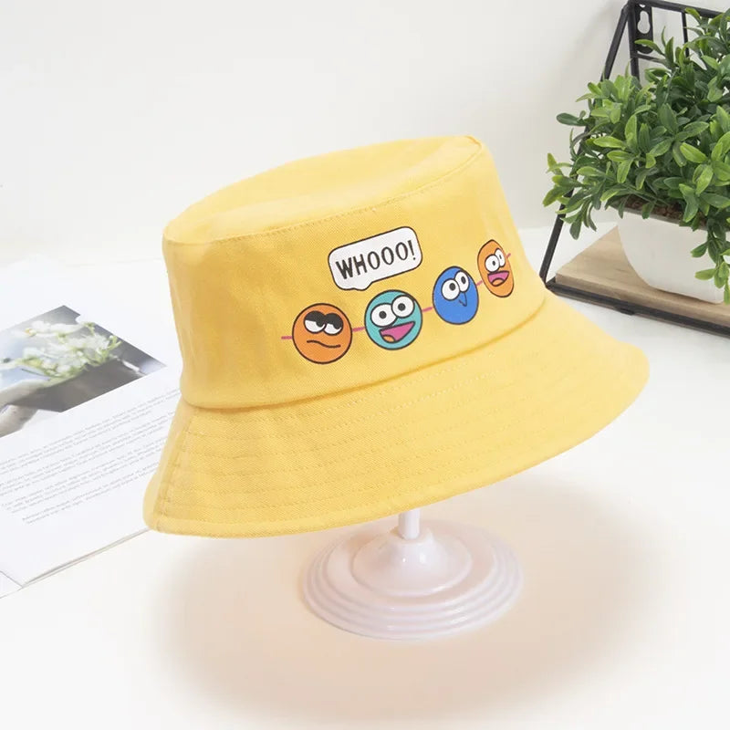 Kids Cartoon Windproof Rope Bucket Hat