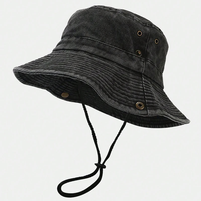 Unisex Wide-Brim Washed Bucket Hat