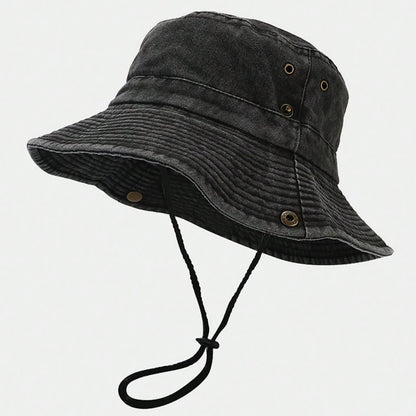 Unisex Wide-Brim Washed Bucket Hat