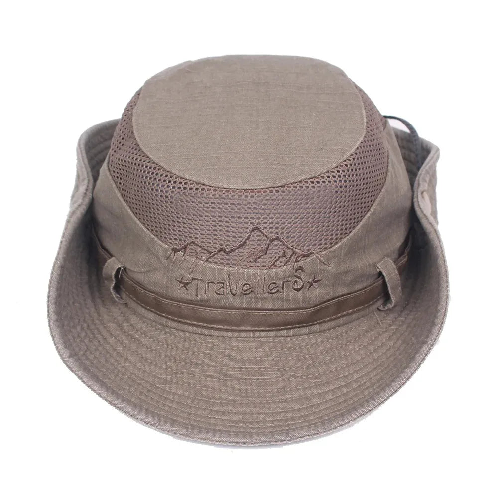 Breathable Mesh Cotton Wide Brim Bucket Hat