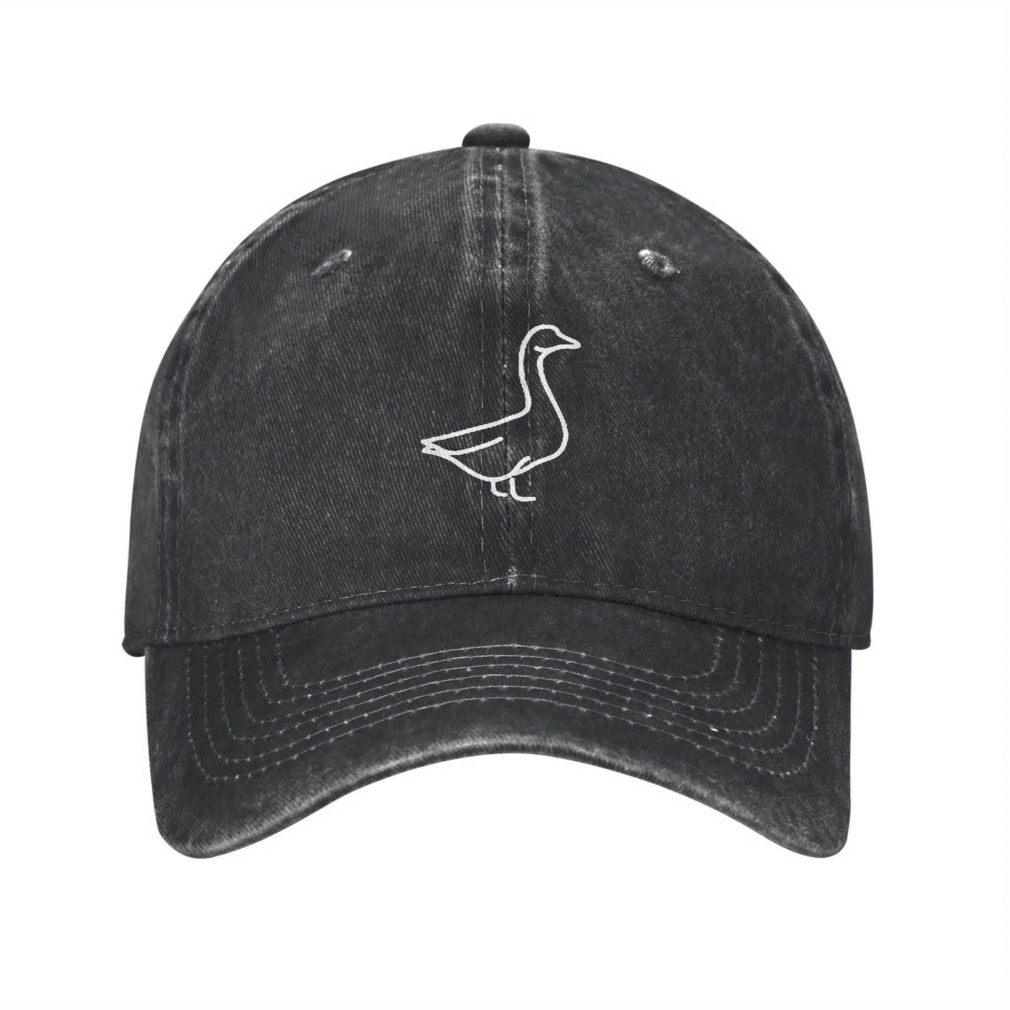 Goose Line Art Distressed Washed Baseball Cap