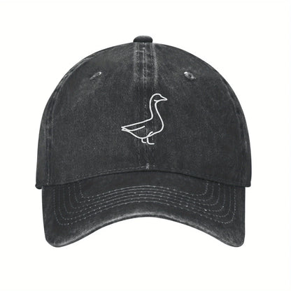Goose Line Art Distressed Washed Baseball Cap