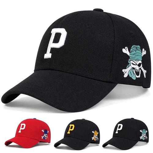 P Letter Side Pirate Embroidery Baseball Cap