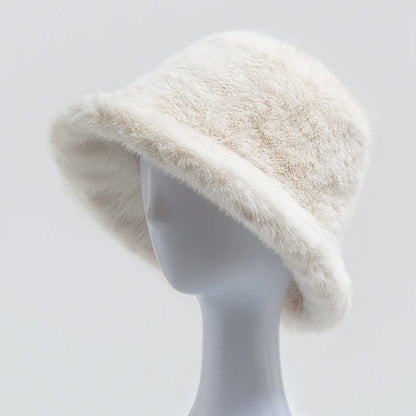 Faux Fur Bucket Hat Women Autumn Winter