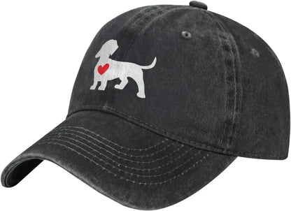 Dog Lover Heart Silhouette Cotton Baseball Cap