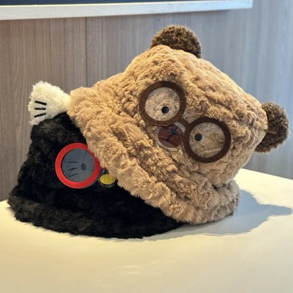 Cartoon Plush Warm Bucket Hat