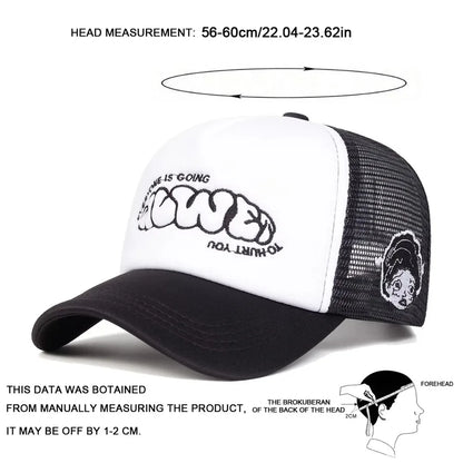 Fashion Letter Embroidery Mesh Unisex Baseball Cap