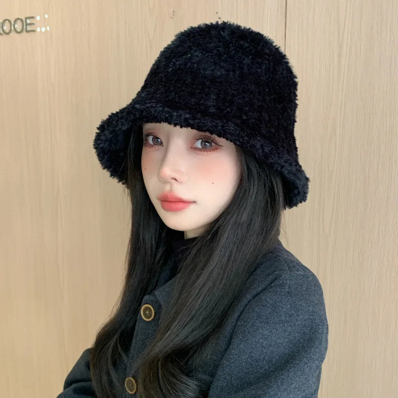 Women's Plush Fur Bucket Hat