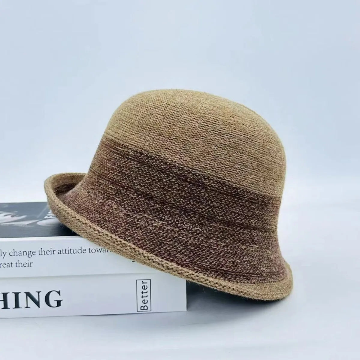 Elegant Curled Top Knitted Bucket Hat