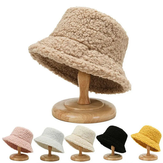 Winter Lamb Wool Fisherman Bucket Hat