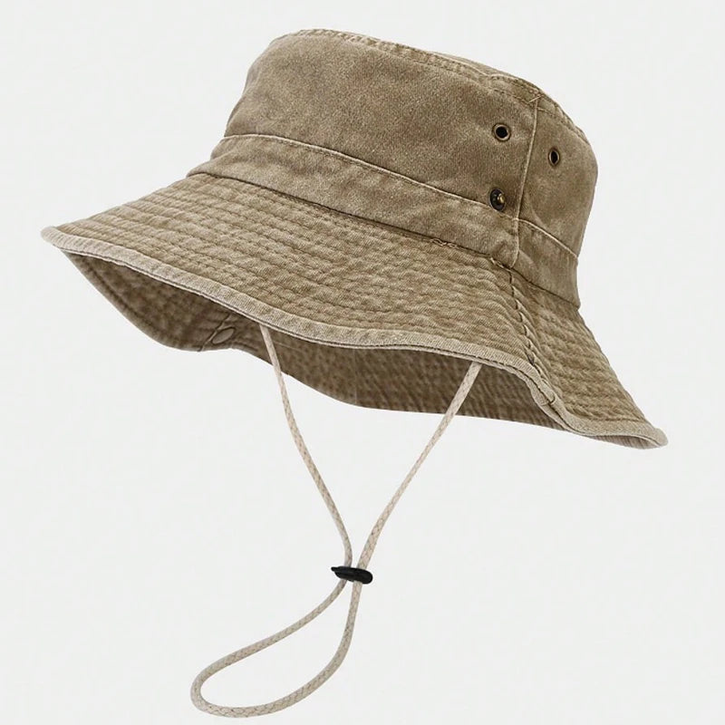 Unisex Wide-Brim Washed Bucket Hat