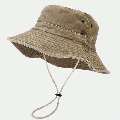 Unisex Wide-Brim Washed Bucket Hat