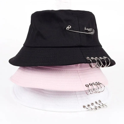 Solid Color Iron Ring Bucket Hat