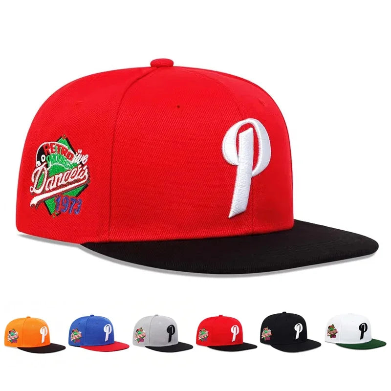 Unisex P Letter Embroidery Hip Hop Snapback Cap